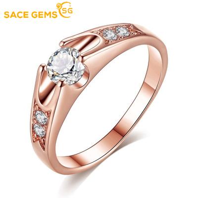 Classic Copper Alloy Zircon Ring Ladies Jewelry Wedding Promise Party Gift