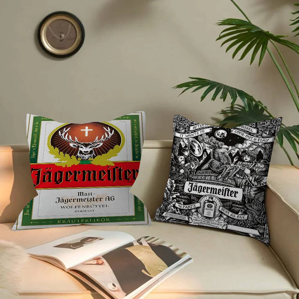 Classic Jagermeister Tin Sign Bar Pub Decorative Room Aesthetics Pillow Case Home Decor Bedroom Sofa Bed Couch Pillow Cover