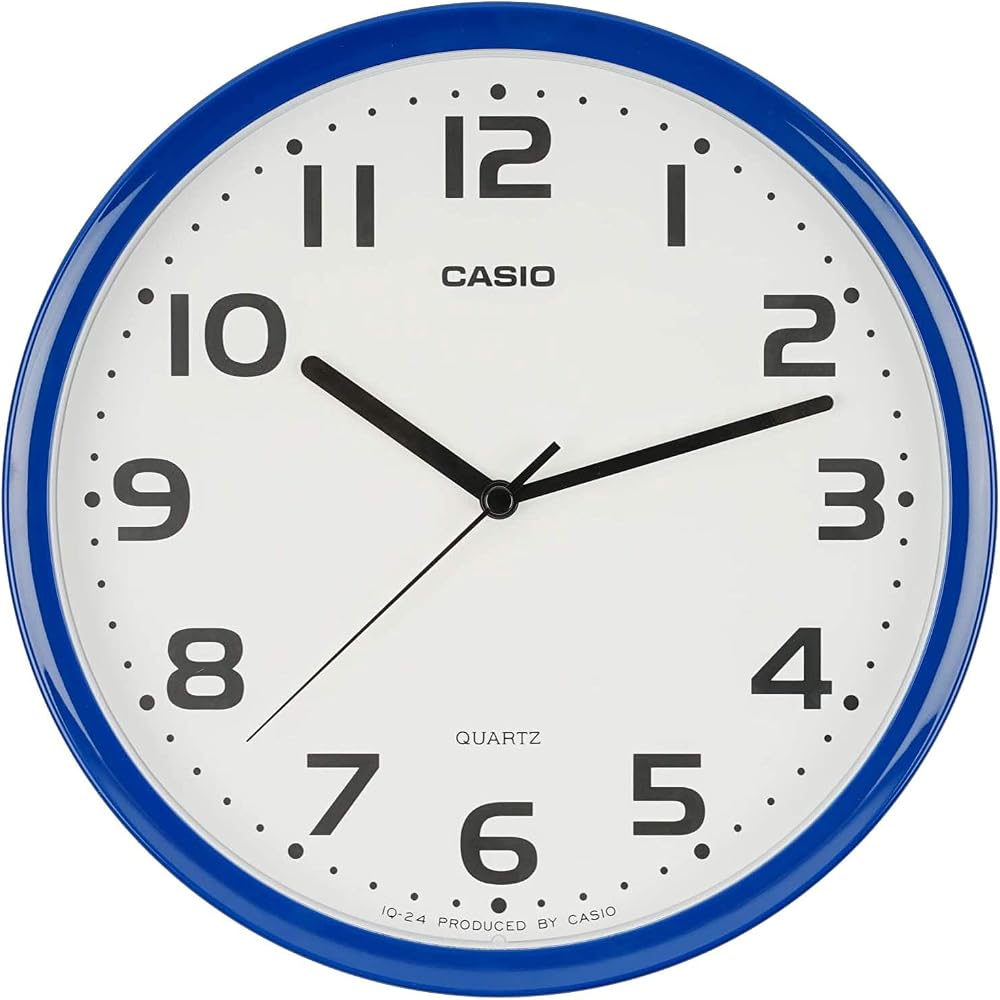 CASIO Wall Clock, Blue, Analog, Standard, Step Second Hand, Simple Design, IQ-24-2JF