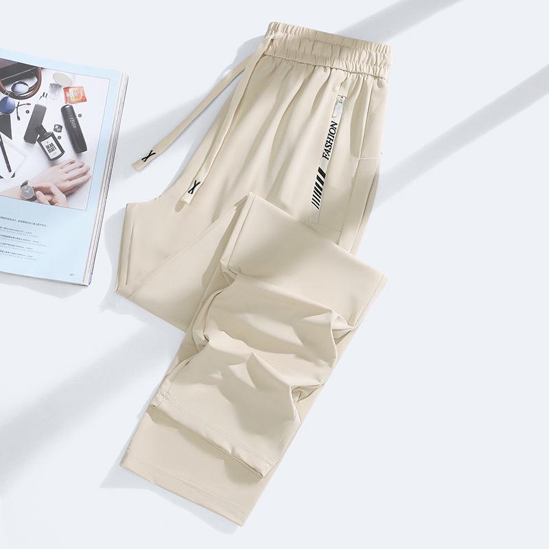 Men's Thin Ice Silk Summer Joggers: Breathable, Quick-Drying, Sun-Protective Running and Sports Pants for Outdoor Activities