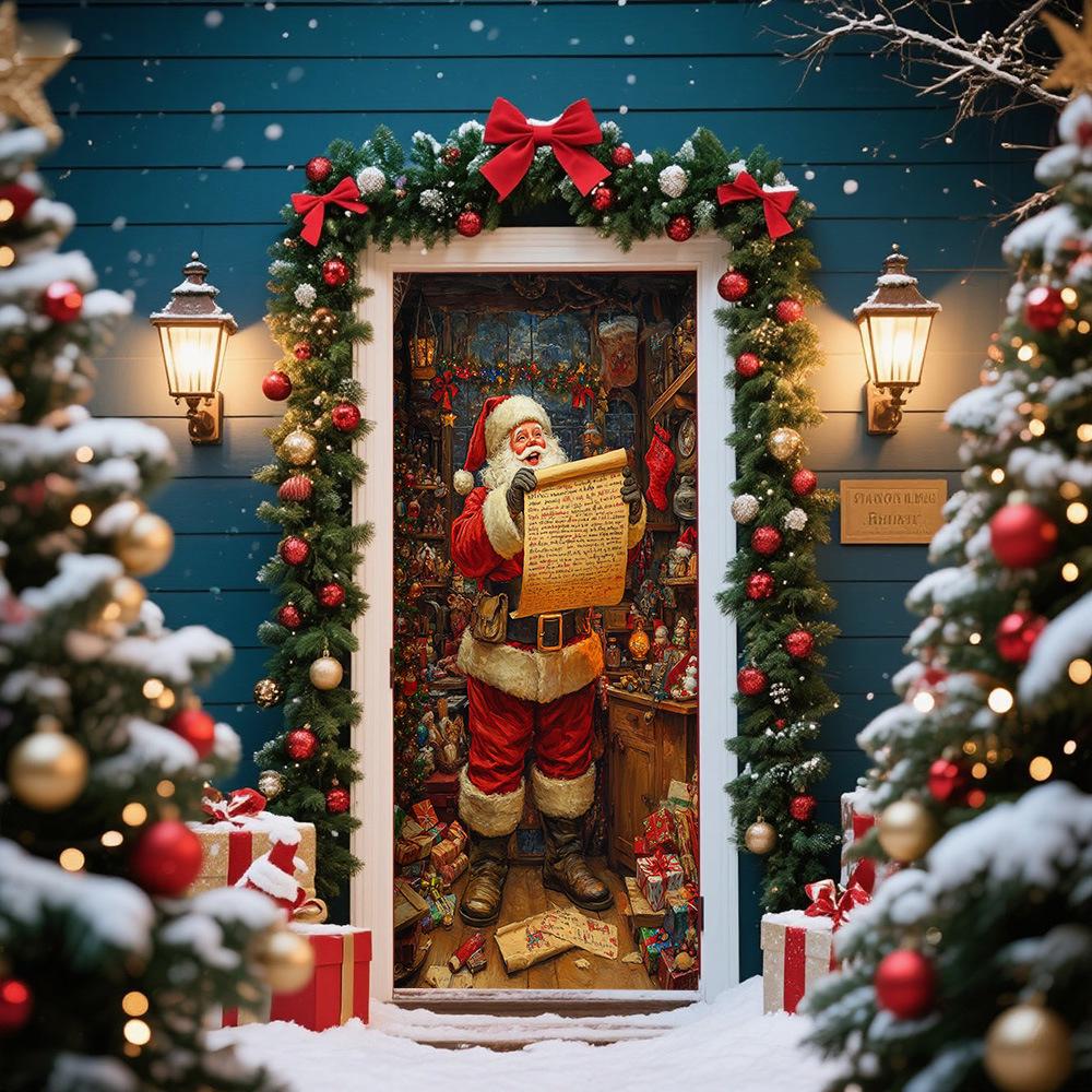 Cross-Border JIT Christmas Door Hanging Tapestry: Festive Decoration for Party and Room