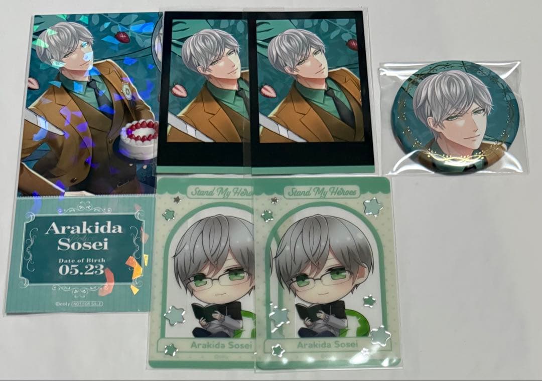 [USED] Stand My Heroes Animate Fair Bonus Photo Card Clear Card Can Badge Arakida