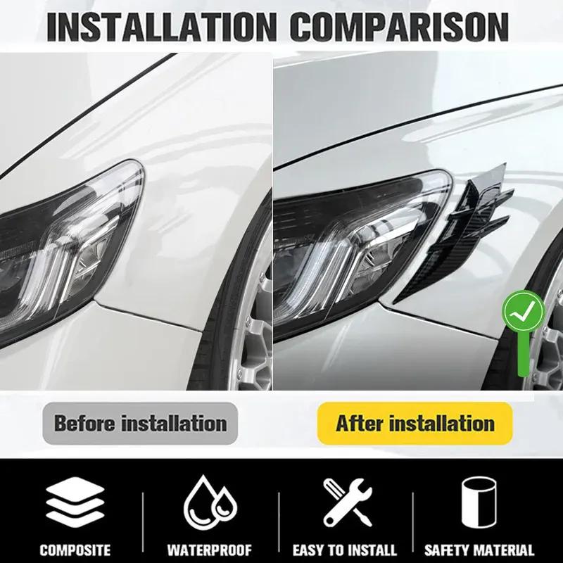 2PCS Auto Headlight Eyebrow Universal Car Lamp Cover Sticker Self-Adhesive Stripe Decal Decoration for Cars Bodys