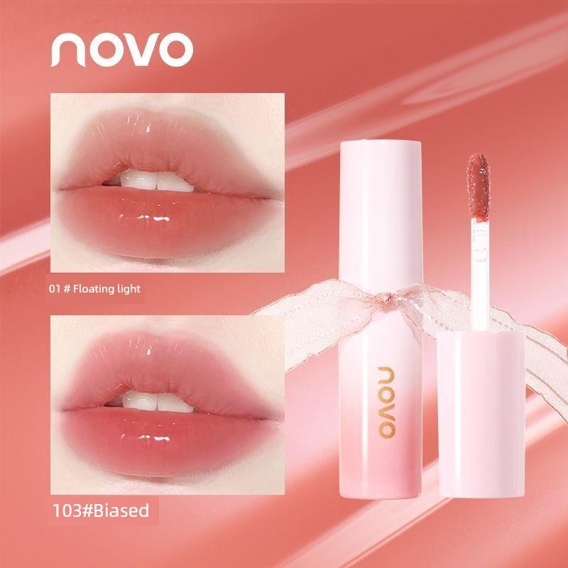 Novo Lip Lacquer Mirror Water Light Pure Desire Glass Lips Do Not Fade No Stain On Cup Lip Gloss Nude Color Series Lipstick Student Cheap