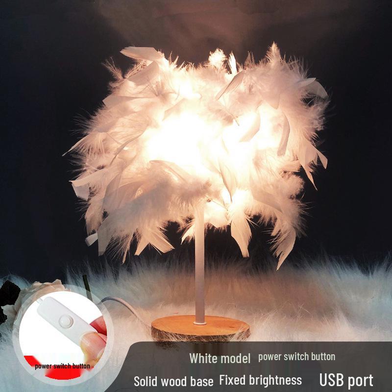Nordic Luxury Feather Table Lamp - Elegant Bedroom Bedside Light, Creative Gift, Night Light Décor.