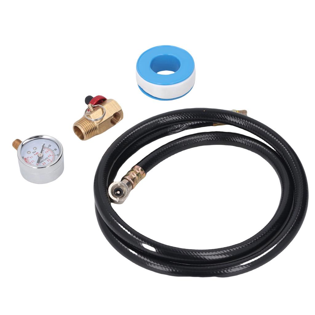 Air Tank Repair Kit 0-200 PSI Pressure Meter Brass Manifold Air Tank Hose Assembly Kit