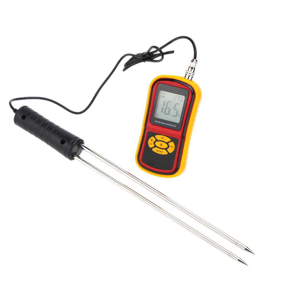 GM640 Portable Digital Grain Moisture Meter with Measuring Probe LCD Display Tester for Corn Wheat Rice Bean Wheat