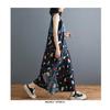 Women's Loose Chiffon Printed Denim Suspender Mid Length Dress