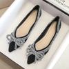 Fashion Plus Size 35-43 Autumn New Fashion Women Shoes Fashion Women Bling Crystal Bow Pointed Toe Flats Shoes Slip on Women Boat Shoes