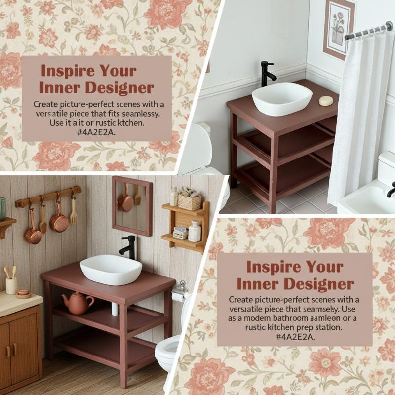 Miniature Simulation Sink Storage Rack Model 1/12 Dollhouse Bathroom Sink Cabinet Ornament Dollhouse Micro Scene Furniture Decor