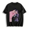 Trendy Anime Couple Print T-Shirts Unisex Loose Casual Short Sleeve Tops For Men And Women Pure Cotton T-shirt
