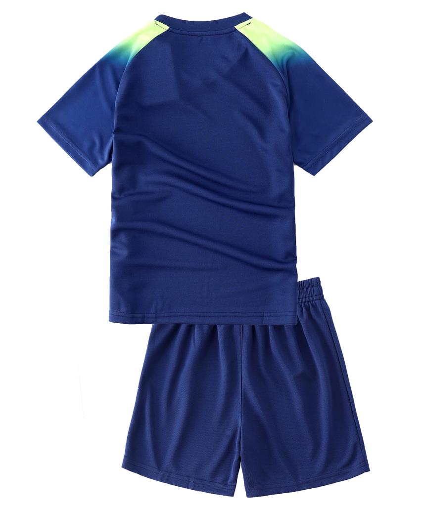 Hiheart Junior Trainingsbekleidung Sommer Kurzarm und Größe 120cm Kinder Fußball/Futsal Set, Jungenbekleidung, Shorts, Marineblau,