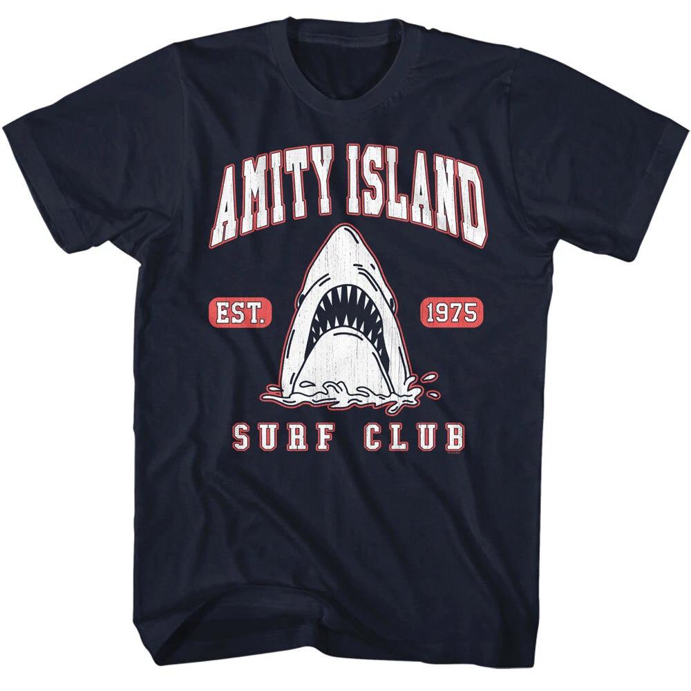 Jaws 70 s Thriller Movie Amity Island Surf Club Est 1975 Men s T Shirt 2XL