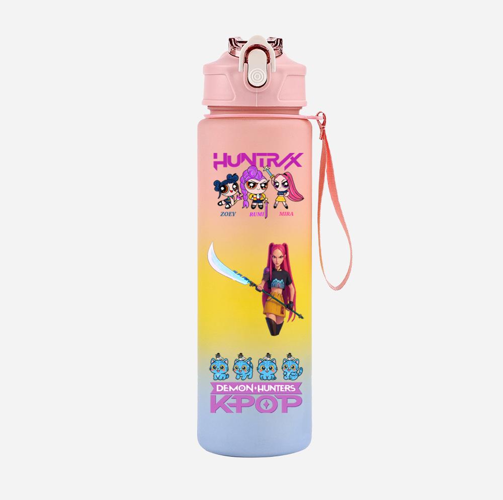 Anime Demon Hunters Printed Character Water Cup Demon Hunters Outdoor Portable Drinking Bottle for Boy Girl Gift