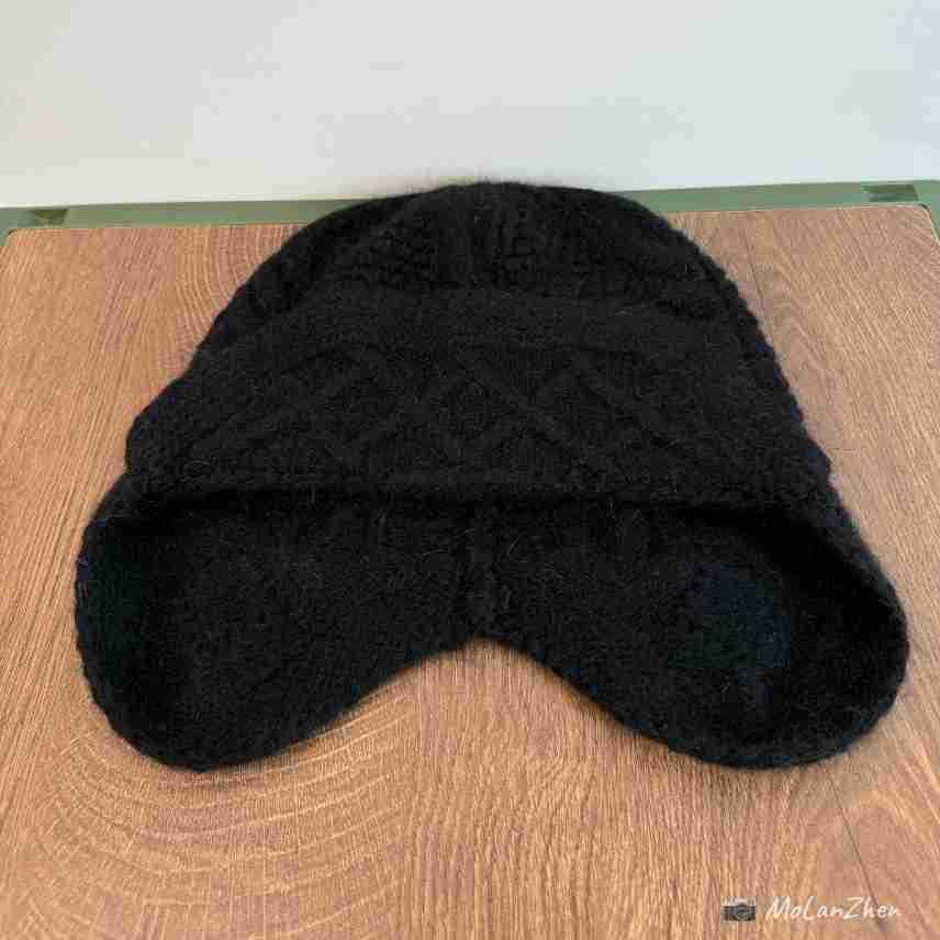 Korean Rabbit Fur Knitted Ear Protection Bomber Hat Women Autumn Winter Warm Face Small Flying Hat Big Size Wool Beanie Cap