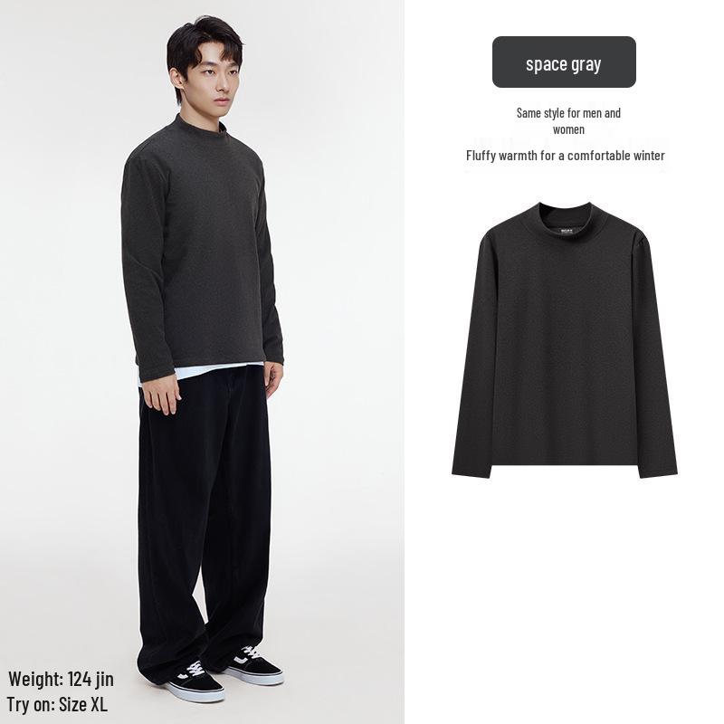 

Эстетичный хлопковый женский топ с флисом с двух сторон, с полувысоким воротом и длинными рукавами, для осени/зимы 2XL