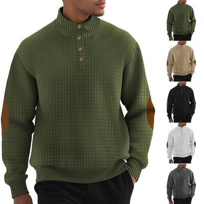 Autumn and Winter Men's Casual Sweater Jacquard Small Square Stand-up Collar Zipper Loose Top Men