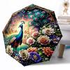 Peacock and Floral Fantasy Outdoor Automatic Umbrella Retractable Design with 8-Rib Durability Lightweight Perfect Gift for Friends Family