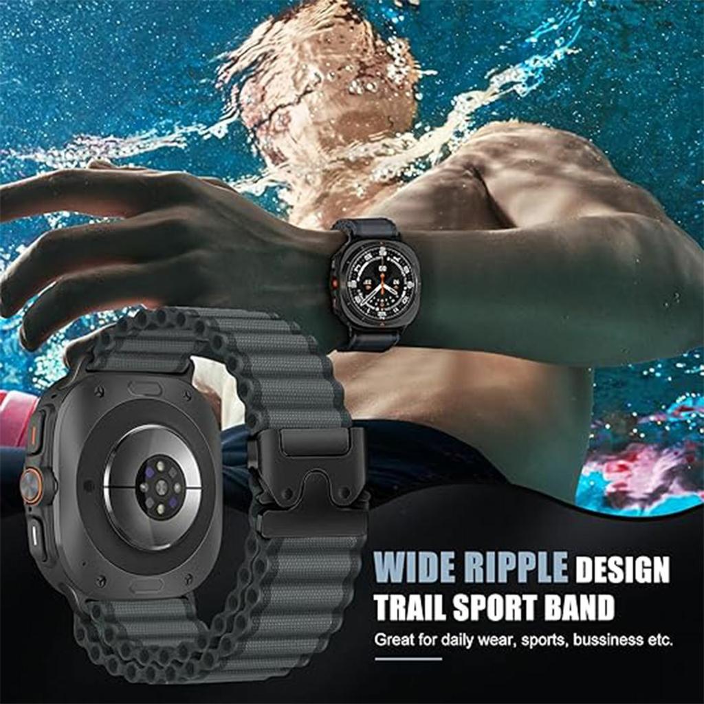 For Samsung Galaxy Watch Ultra (2025) 47mm / Ultra 47mm Watch Band Parachute Buckle Wide Ripple Pattern Nylon Wrist Strap