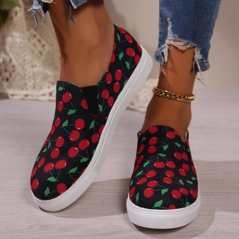 Fashion Trendy Canvas Shoes 2024 New Print Design Feel Round Toe One Step Daily Casual Comfortable Flat Shoes Zapatos De Mujer Sneakers