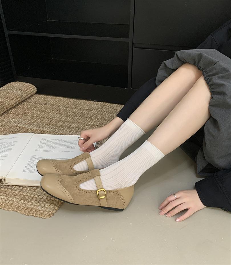 

2025 autumn retro brown square head Mary Jane shoes ballet shoes fairy style flat women s shoes light mouth single shoes 39 хаки