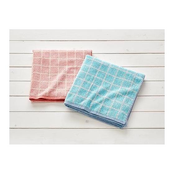 Kosugizen Large Bath Towel Window Check 2 Colors 1 Piece Each 70 X 140cm Slightly Large Bath Towel Great Value In Bulk Set of 2 ZGTF-9201-2