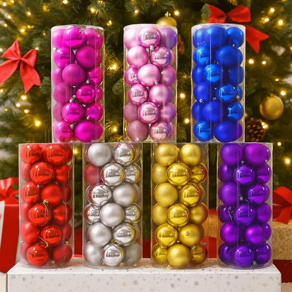 24Pcs Plastic Christmas Balls 3/5CM Xmas Tree Baubles Christmas Tree Ornaments  Xmas Tree