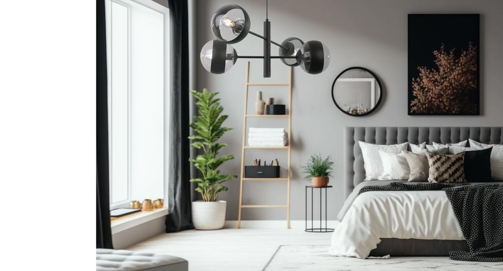 Toledo Black Hanging Lamp 4-Flat Black Lampshade E14