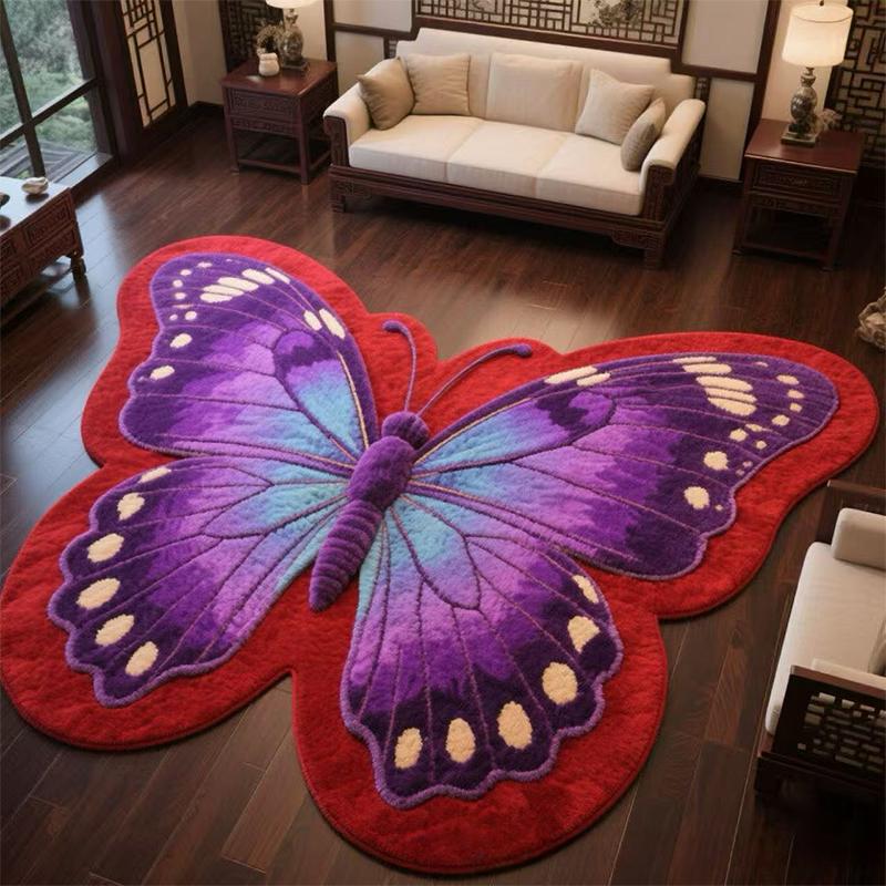 

Butterfly Shape Carpet Sofa Coffee Table Rug Living Room Tatami Home Porch Decor Anti Slip Floor Mat Bedroom Bedside Soft Rug 80X80CM