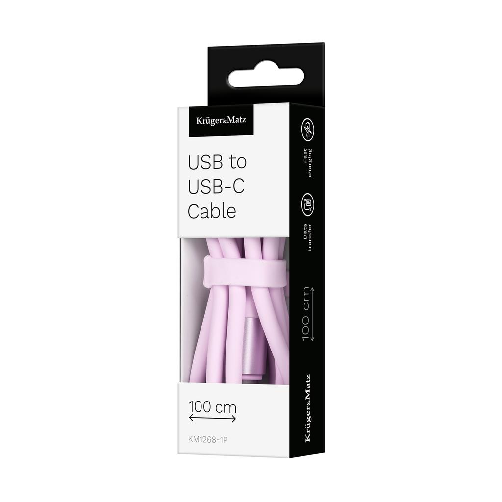 USB - USB Type-C Cable 1 m 15W Silicone Pink Kruger&Matz Basic