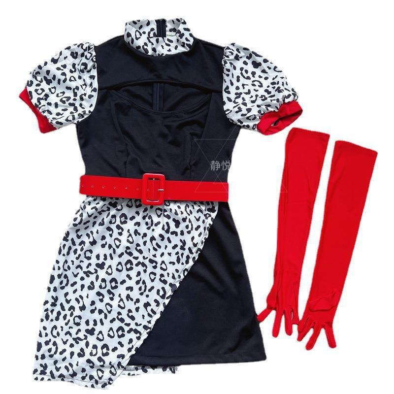 Halloween Adult Costume Movie 101 Loyal Dog Costume Black and White Witch Kuila Dress