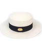 White Navy Line Panama Hat