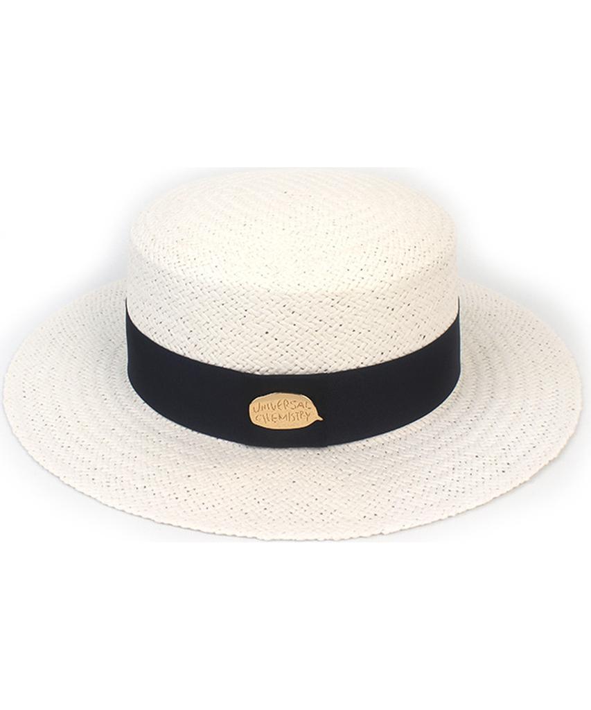 White Navy Line Panama Hat