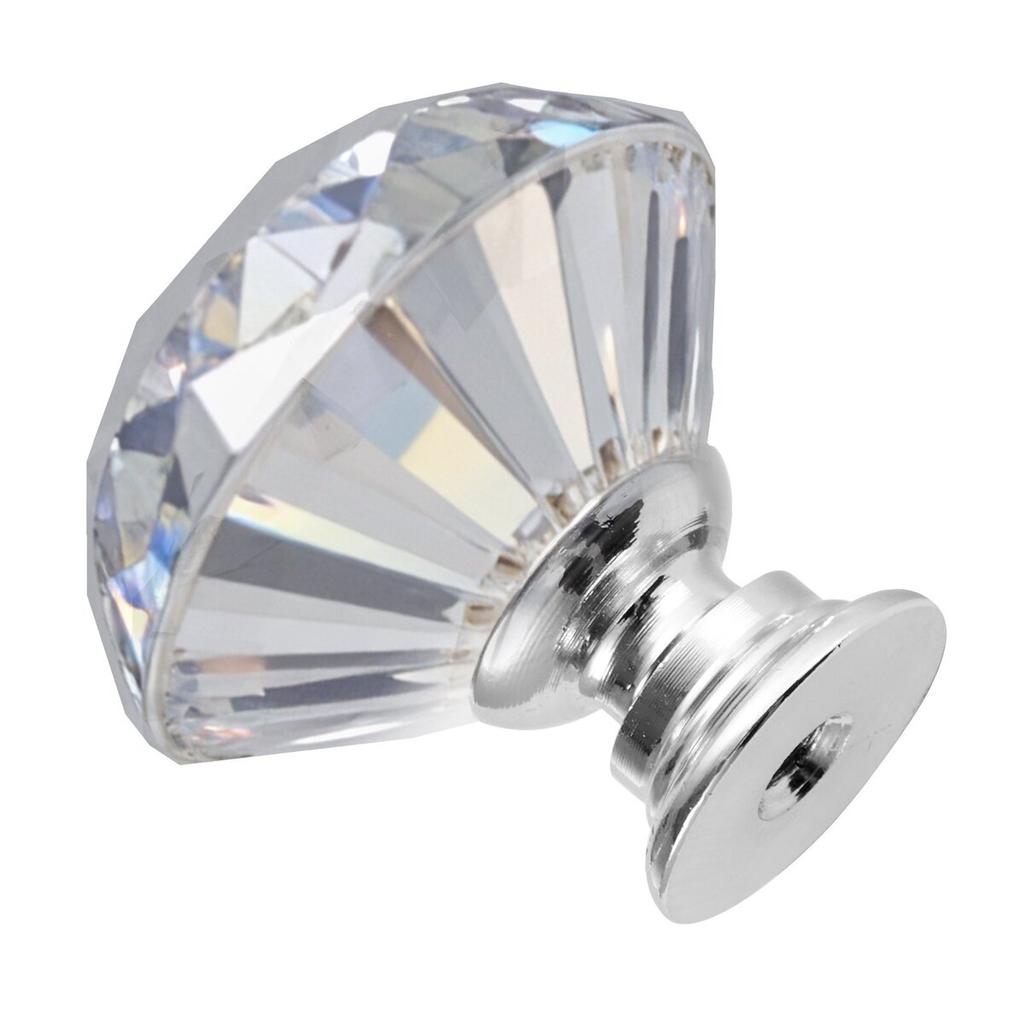Cabinet Knobs, 12 Pack, 31 Mm Acrylic & Zinc Alloy Drawer Pulls Door Handles, Diamond Kitchen Solid Knobs Dresser Handles, Cupboard Hardware with