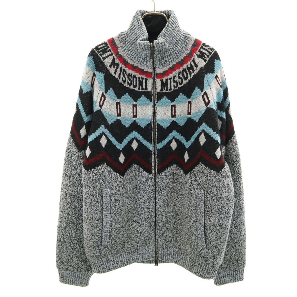 Missoni Fair Isle Pattern Knit jacket 48 Multi Cotton filling Men's Used