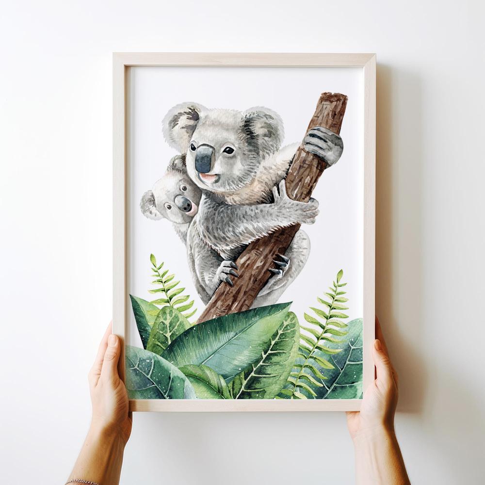 Koala Medvěd zelené listy plakát