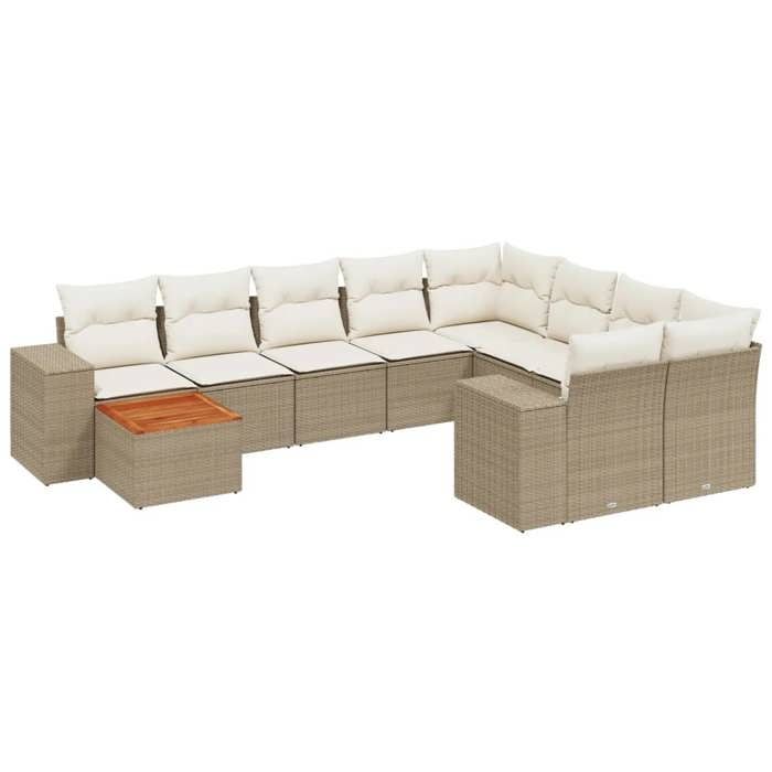 VidaXL Garden Lounge Set with Cushions 10 Pcs, Patio Sofas, Patio Furniture Set, Outdoor Furniture, Beige 3225610