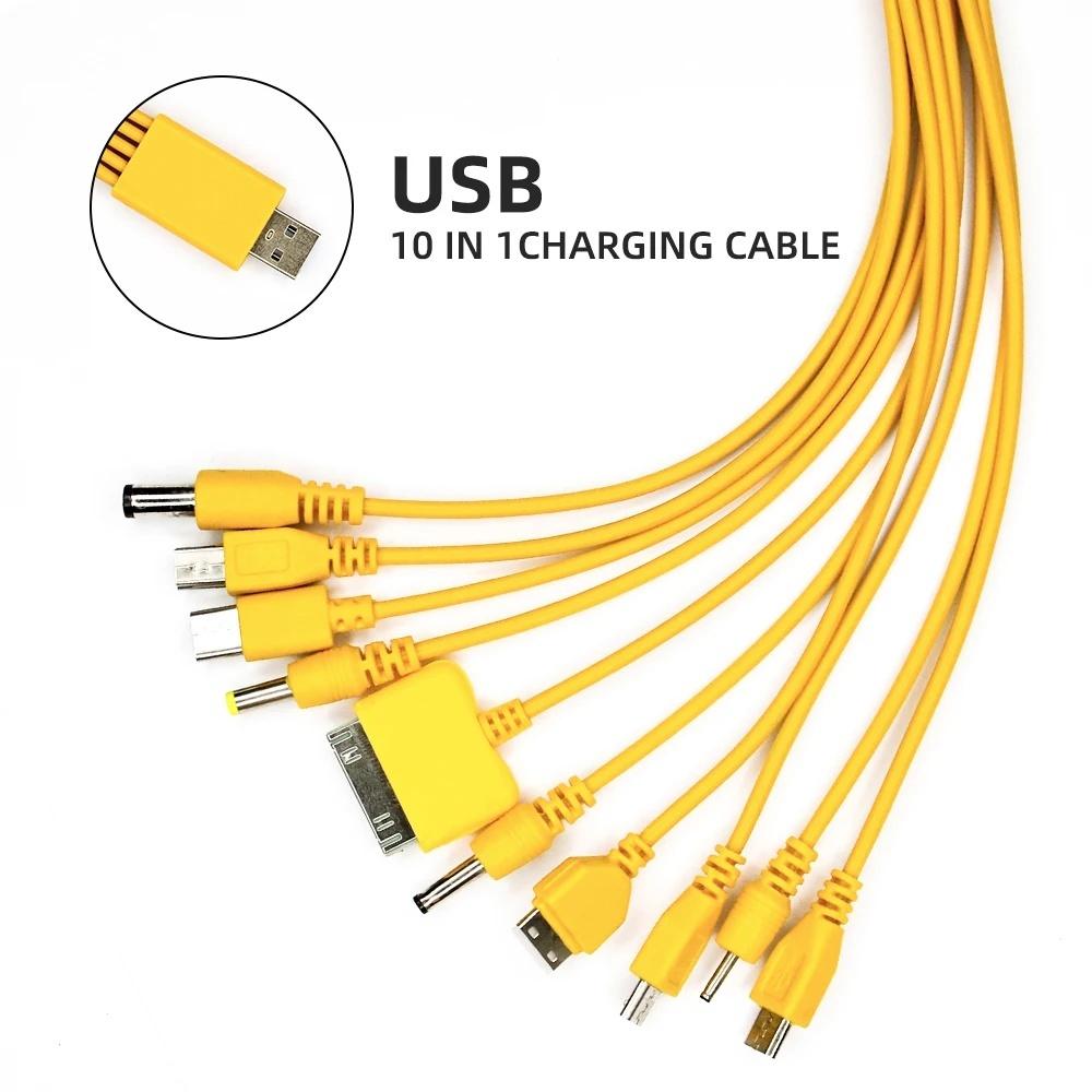 Câble USB Universel 10 en 1 Câble de Recharge Multiple Compatible avec Plusieurs Téléphones Portables Écouteurs Bluetooth Haut-parleur Lecteur MP3 et Plus