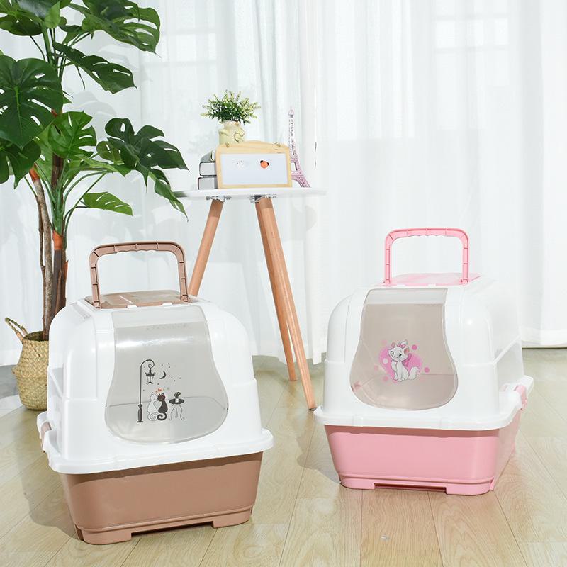 Carver Flip-Top Pine Wood Enclosed Cat Litter Box with Top Entry, Drawer, Deodorant & Splash-Proof Oversized Design