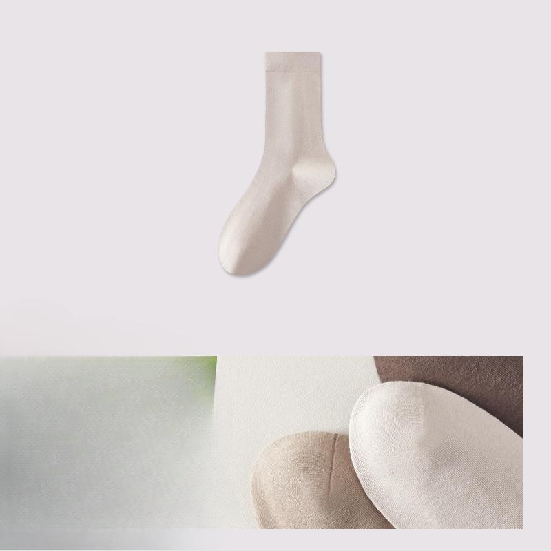 

Бесшовные носки-гольфы для женщин, весенне-осенние хлопковые носки, до середины икры, антибактериальные, дезодорирующие эфирным маслом, белые с луной 1 pair