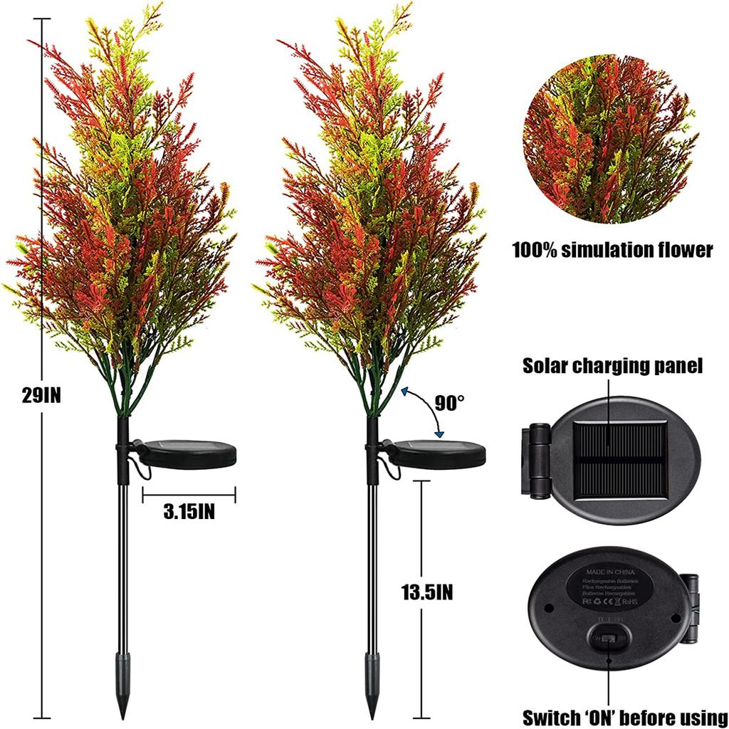 1 st Solcells Jul Tall och Cypress Gräsmatta Lampa LED Festlig Trädgård Spik Dekorativ Stående Trädgårdslampa Vattentät Trädgårdsspot