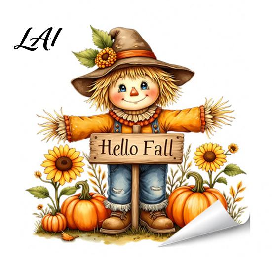 Autumn Window Clings Maple Leaf Pinecone Scarecrow Pumpkin Static Clings Waterproof PVC Seasonal Party Supplies Glass Stickers Removable Decals for