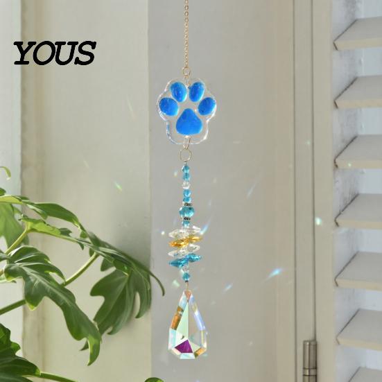 Exquisite Craftsmanship Wind Chime Crystal Cat Paw Chimes, Suncatchers for Windows Hanging, Rainbow Light Prism Maker Indoor Outdoor Home Garden Decor