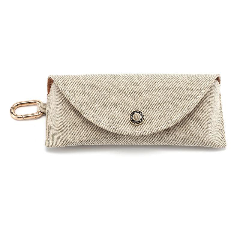 

Portable Denim Glasses Box Chic Soft Protective Glasses Pouch With Hook Women s Fashion Glasses Case Holder Glasses Organizer бежевий