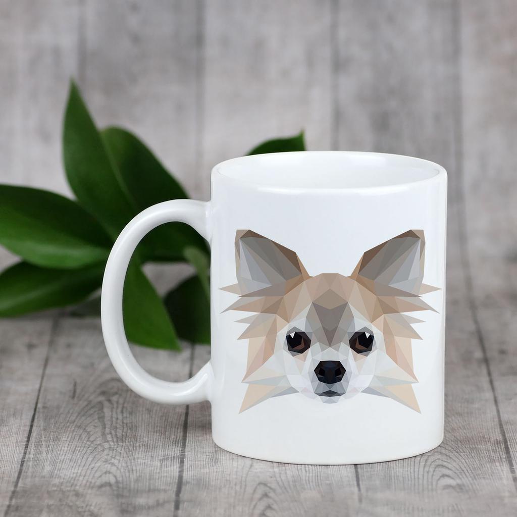 Chihuahua Długowłosy -Kubek Ze Zdjęciem I Napisem Geometryczny Pies Art-Dog