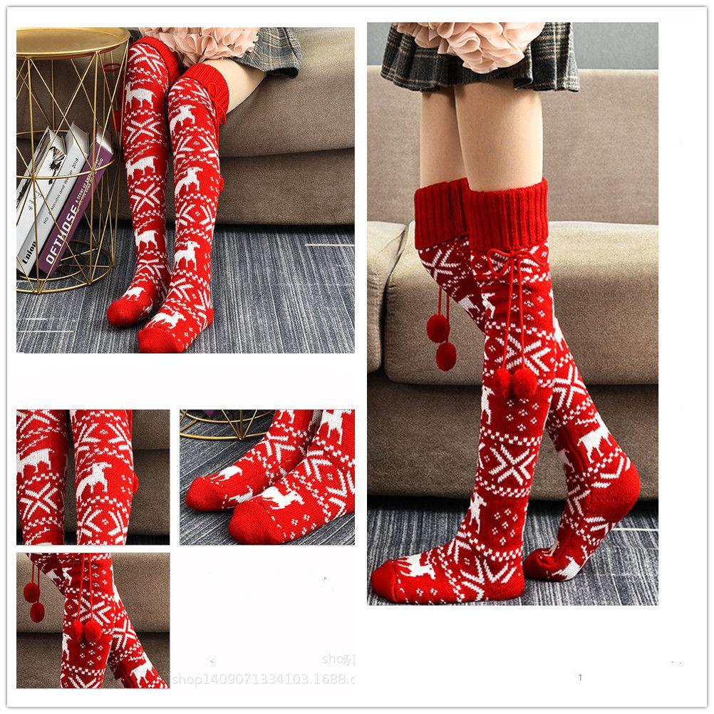 Thigh Winter Ladies Girls Women's Socks Warm Knit Socks Over The Knee Socks Christmas Stockings