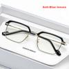 New Men'S Black Frame Eyebrow Frame Reading Glasses Business Anti-Blue Light Half Frame Reading Glasses(Ds-1120)
