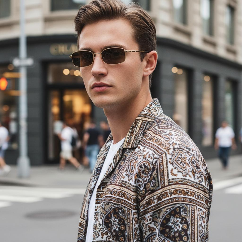 Attractive Glasses Men's Brown Square Small Frame Glasses - Fashionable Retro Style - Trendy - Uv-Protective Sunglasses1008