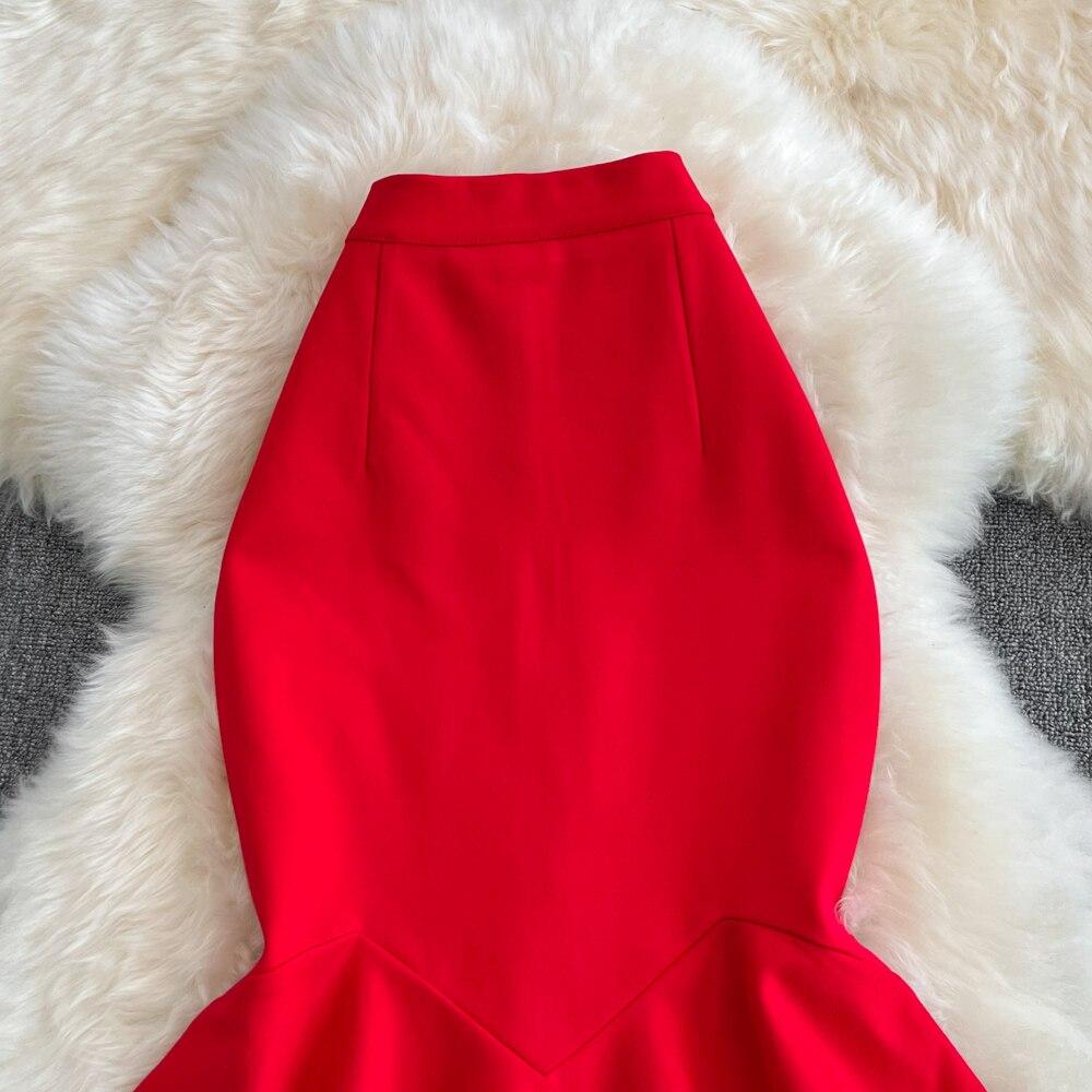 Spring And Autumn Slim Ol Professional Hip Wrap Skirt Medium Long Irregular Fishtail Skirt Versatile Wrap Skirt Ruffle Skirt