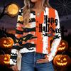 Women's Halloween Print Long Sleeve Shirt Casual Blouse
